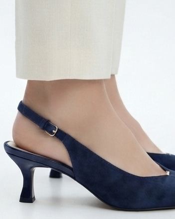 Décolleté Slingback con Tacco Medio blu| Scarpe eleganti Donna in paleTTe. abbigliamento