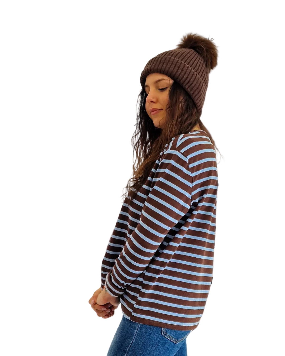 MAGLIA A RIGHE FELPATA - BICOLORE1 in paleTTe. abbigliamento