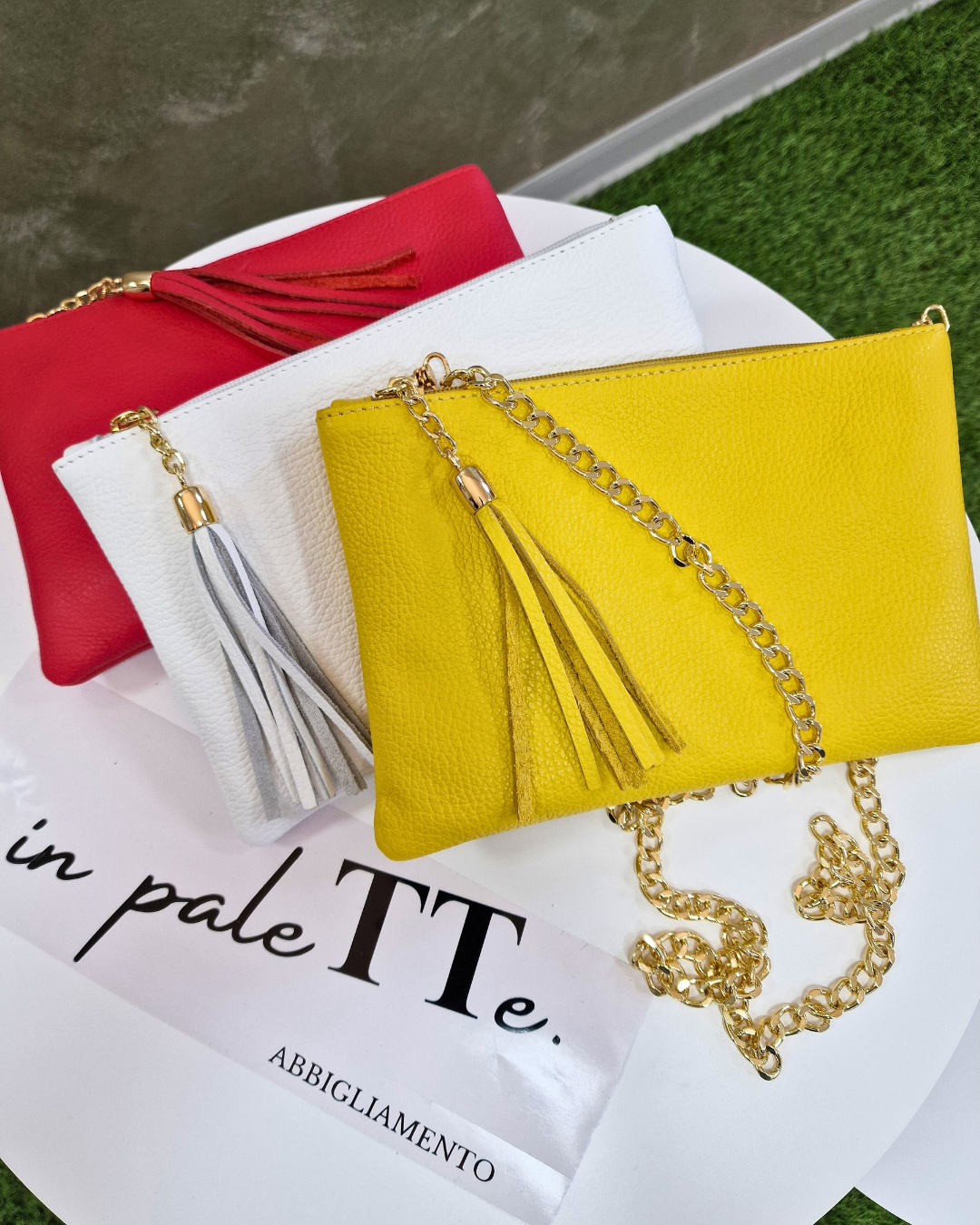 BORSA "LILY" in VERA PELLE. Vari colori in paleTTe. abbigliamento