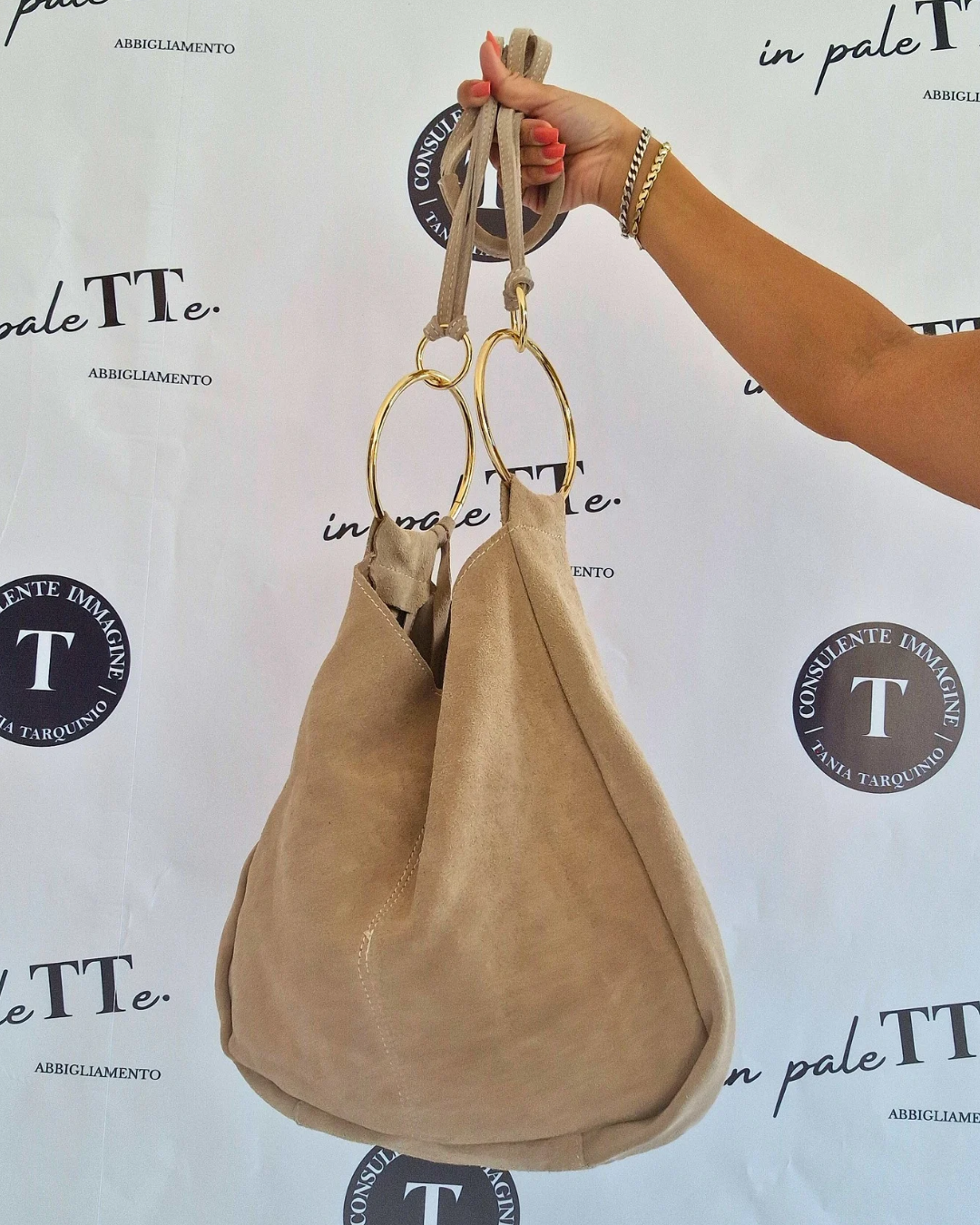 BORSA "CLIO" IN CAMOSCIO BEIGE