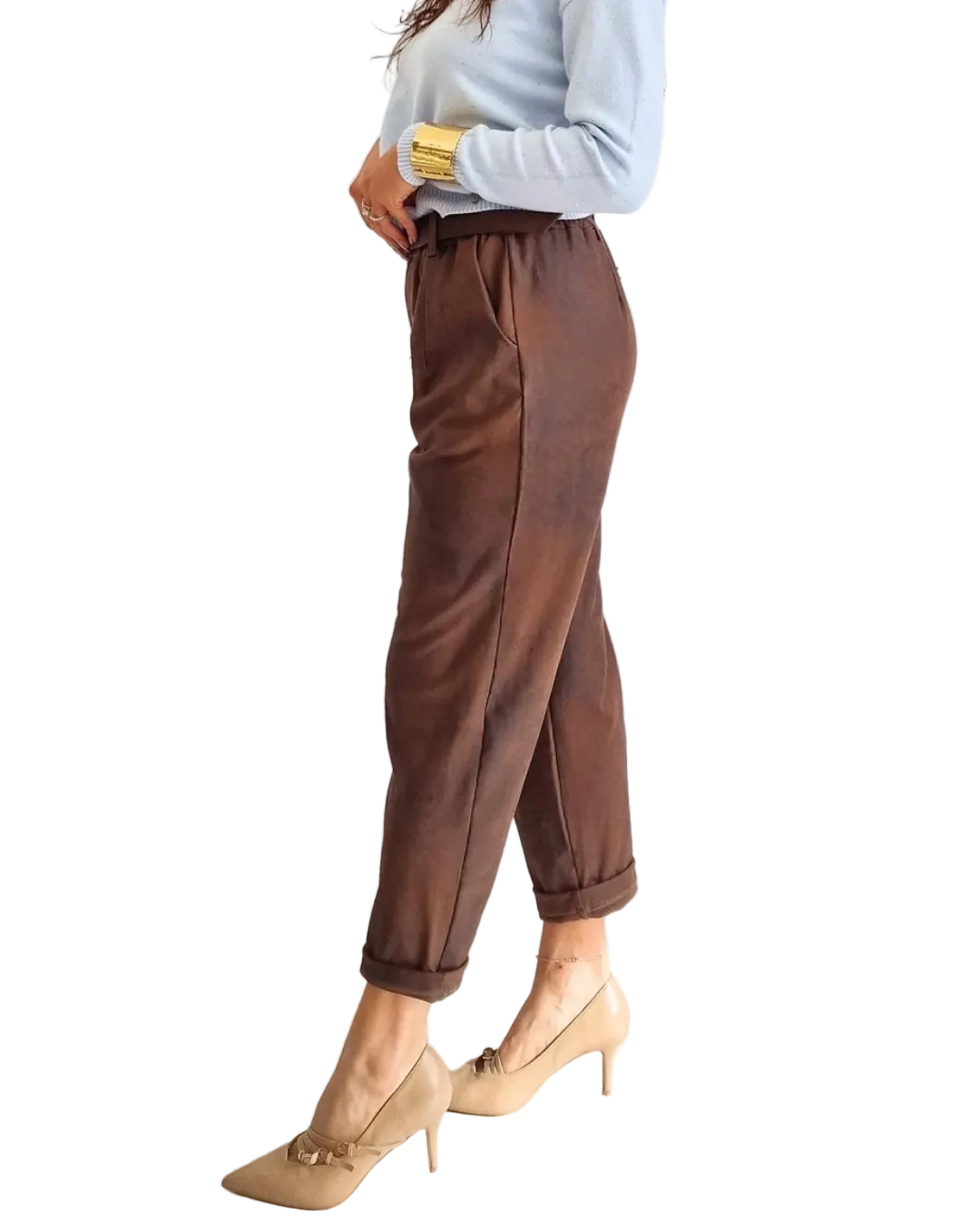 PANTALONE IN ECOPELLE EFFETTO SCAMOSCIATO in paleTTe. abbigliamento