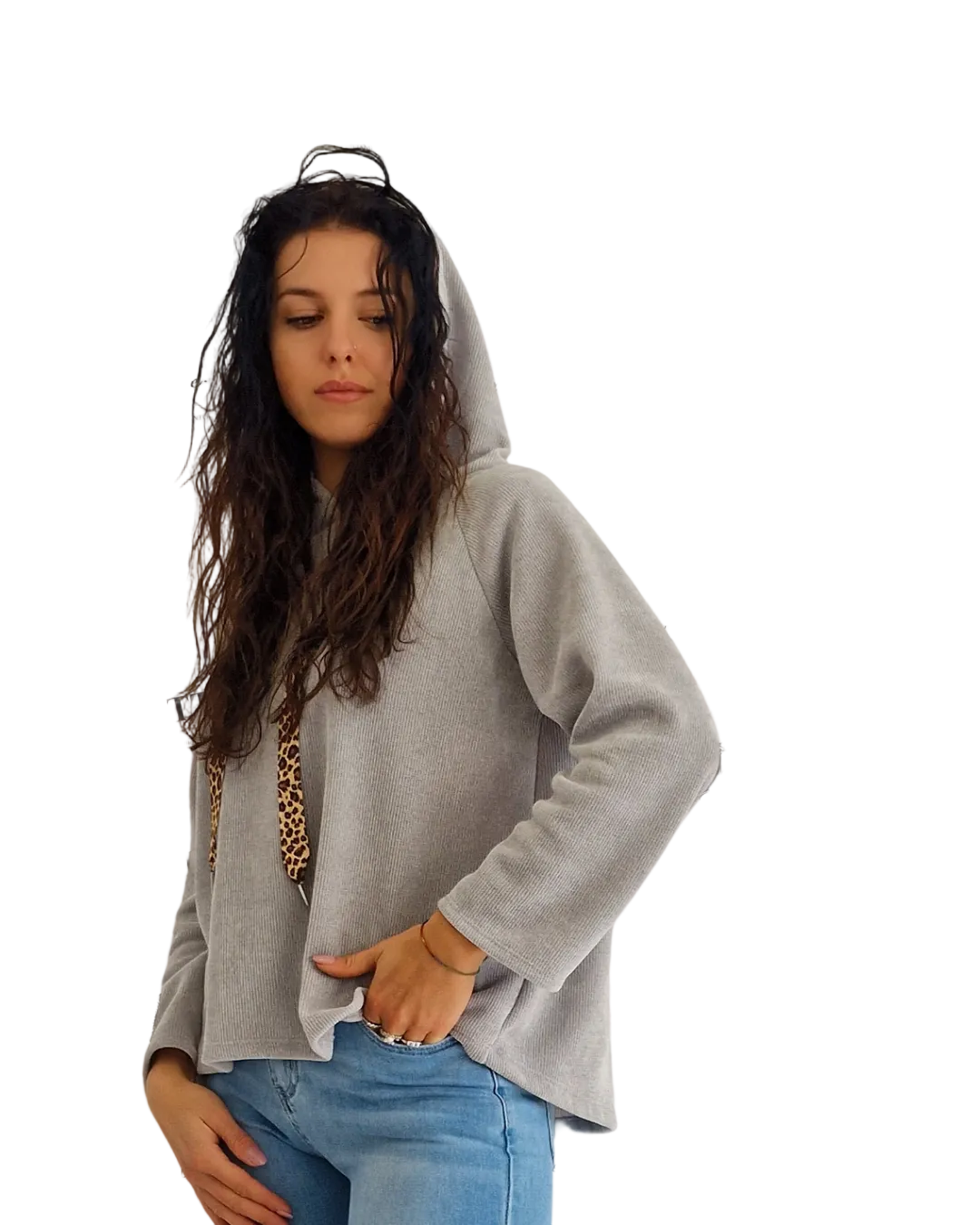 MAGLIA CON CAPPUCCIO & ANIMALIER in paleTTe. abbigliamento