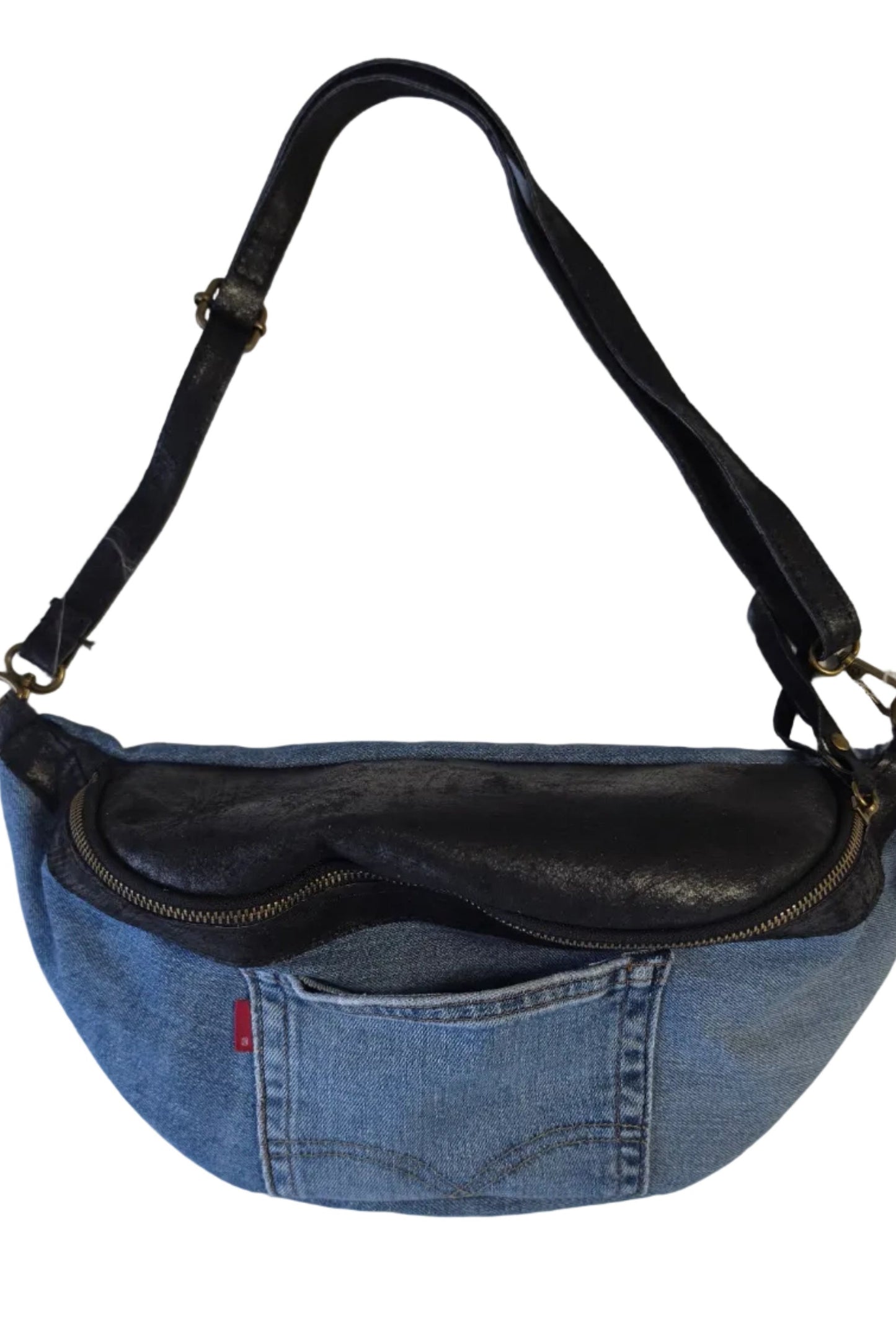 Borsa "Hybrid" denim e vera pelle nero in paleTTe. abbigliamento