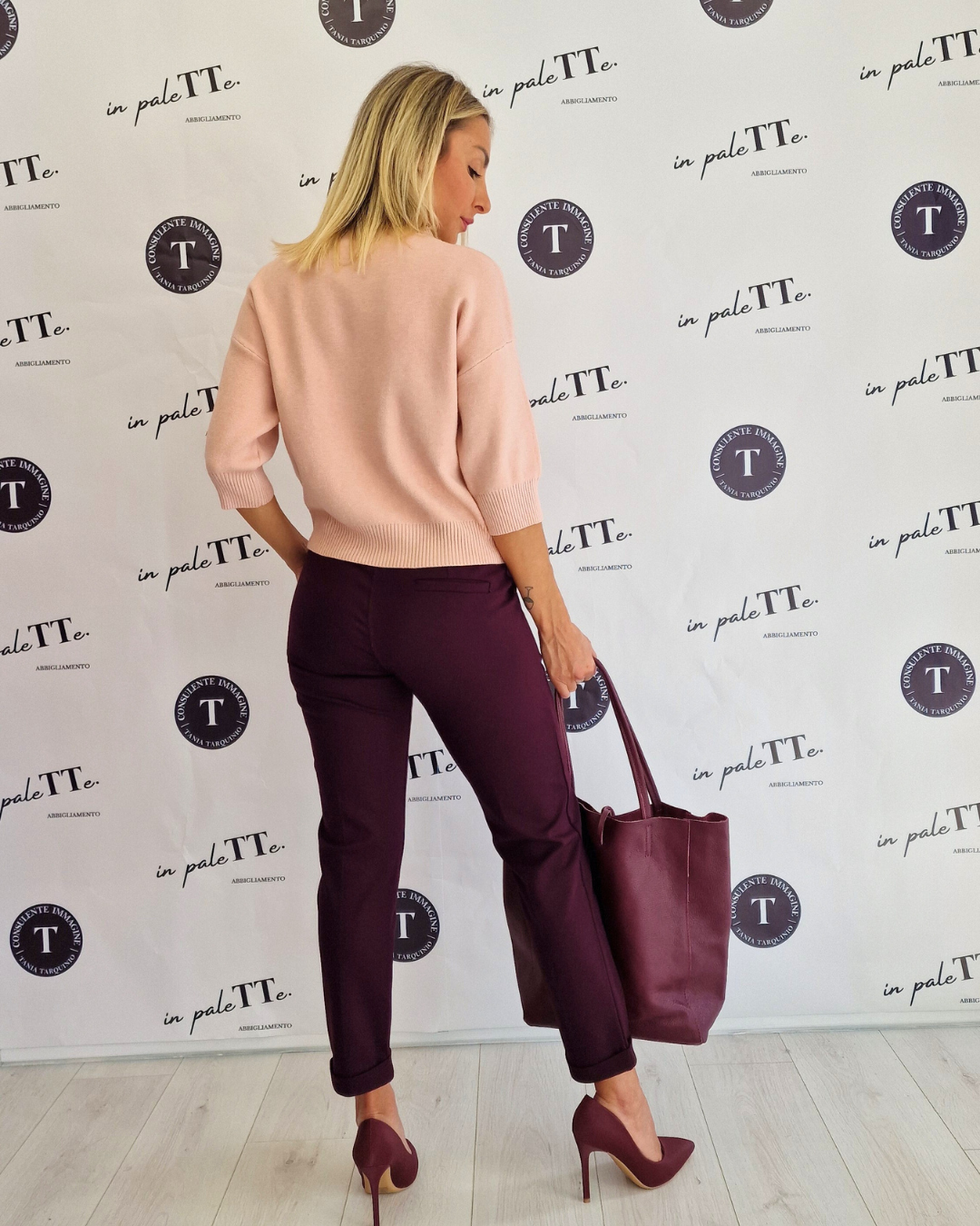 PANTALONE GIADA BURGUNDY in paleTTe. abbigliamento