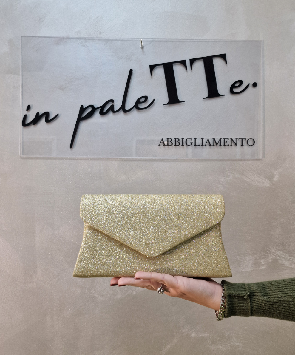 BORSA GLITTER SILVER/GOLD - in paleTTe. abbigliamento