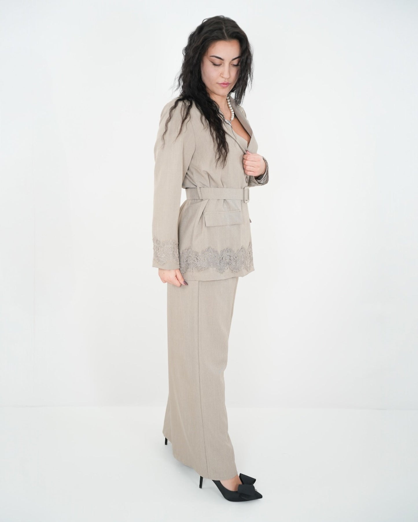 GIACCA & PANTALONE SET COMPLETO "Milly" TORTORA in paleTTe. abbigliamento