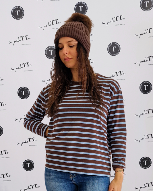 MAGLIA A RIGHE FELPATA - BICOLORE1 in paleTTe. abbigliamento