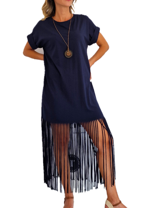 VESTITO CON FRANGE & COLLANA - vari colori in paleTTe. abbigliamento