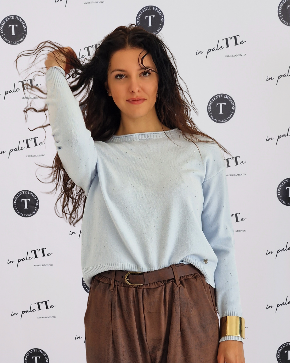 PULL MINI STRASS - AZZURRO in paleTTe. abbigliamento