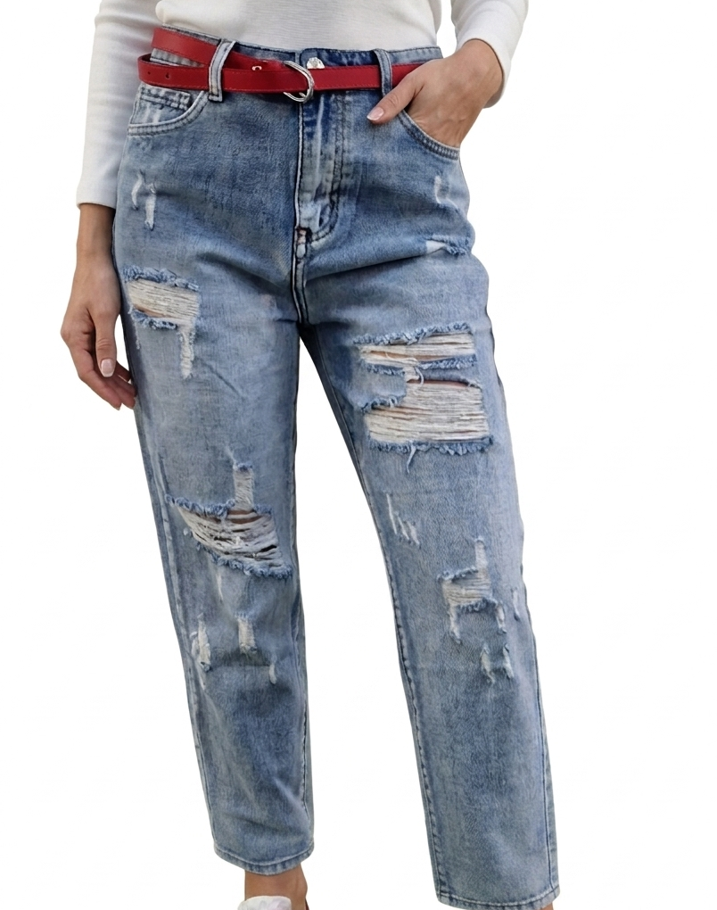 JEANS CON STRAPPI in paleTTe. abbigliamento