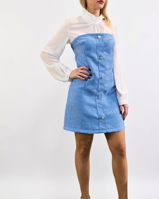 ABITO CORTO IN TWEED in paleTTe. abbigliamento