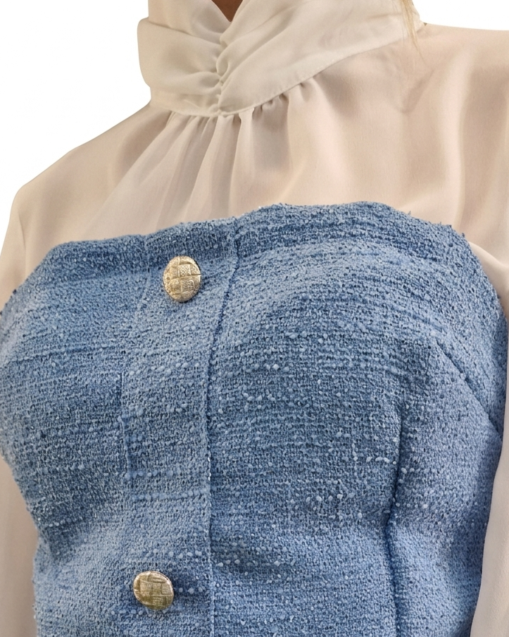 ABITO CORTO IN TWEED in paleTTe. abbigliamento