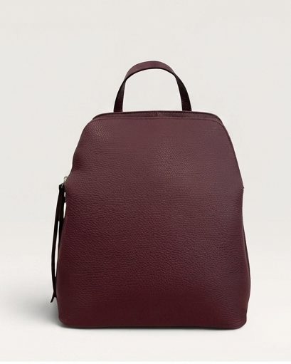 Zaino in Vera Pelle Martellata Bordeaux |  Doppia Tasca con Zip in paleTTe. abbigliamento