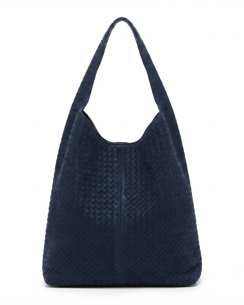 Borsa a Spalla Intrecciata Blu Navy | Vera Pelle in paleTTe. abbigliamento
