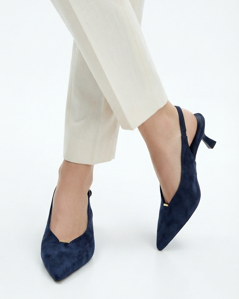 Décolleté Slingback con Tacco Medio blu| Scarpe eleganti  Donna in paleTTe. abbigliamento