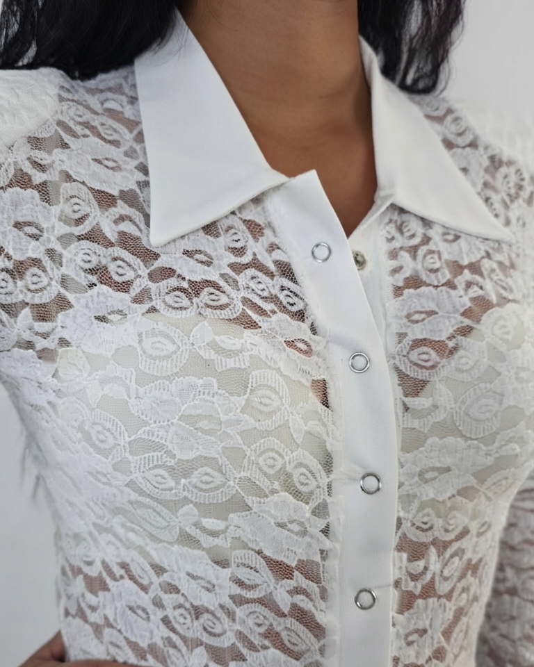 Camicia Body in tulle - bianco in paleTTe. abbigliamento