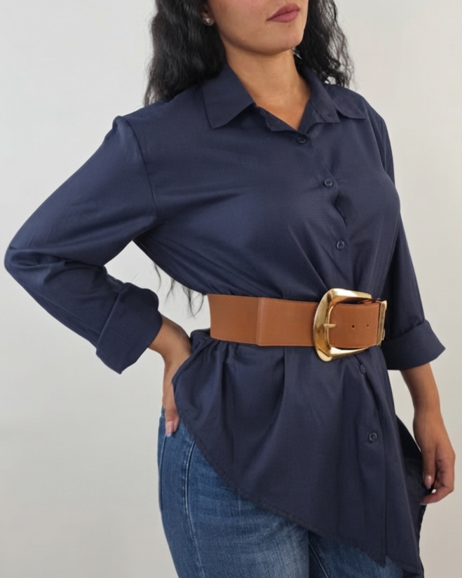 Camicia oversize Asimmetrica Blu in paleTTe. abbigliamento