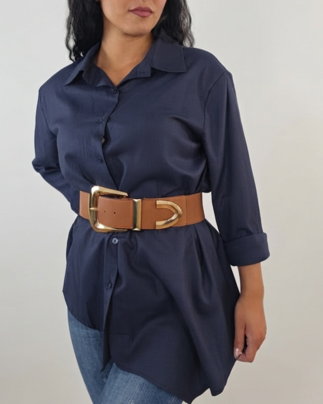 Camicia oversize Asimmetrica Blu in paleTTe. abbigliamento