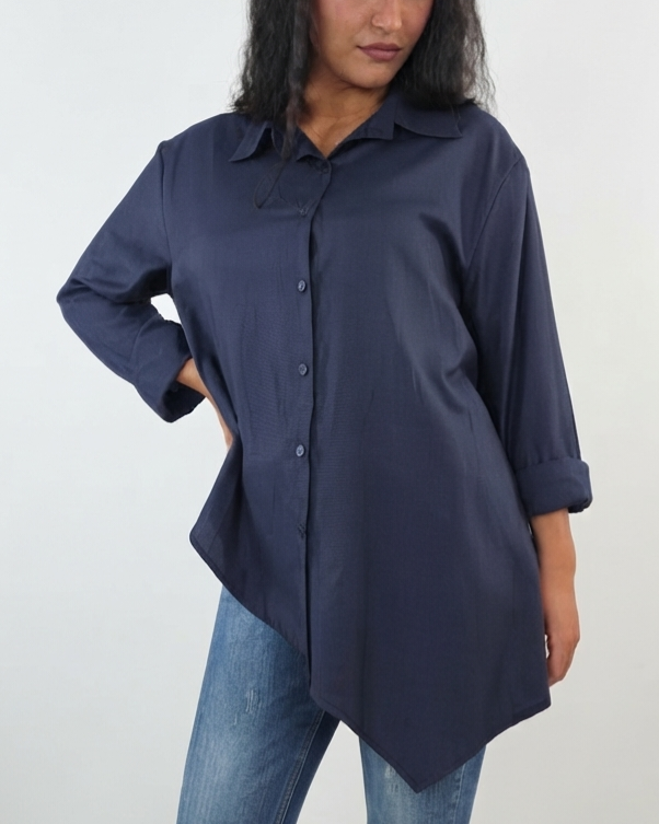 Camicia oversize Asimmetrica Blu in paleTTe. abbigliamento