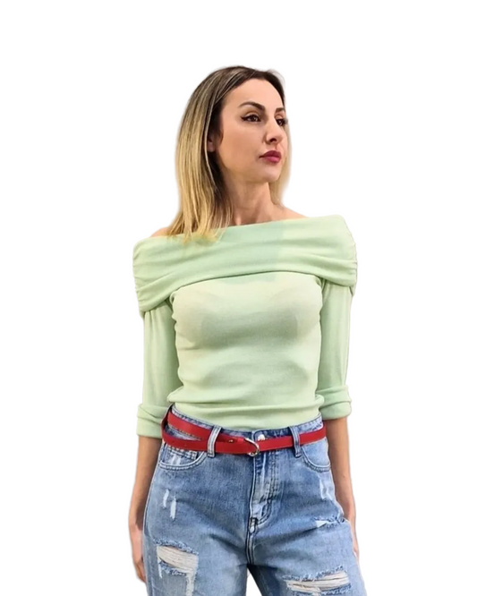 TOP CON SCOLLO A BARCA vari colori in paleTTe. abbigliamento