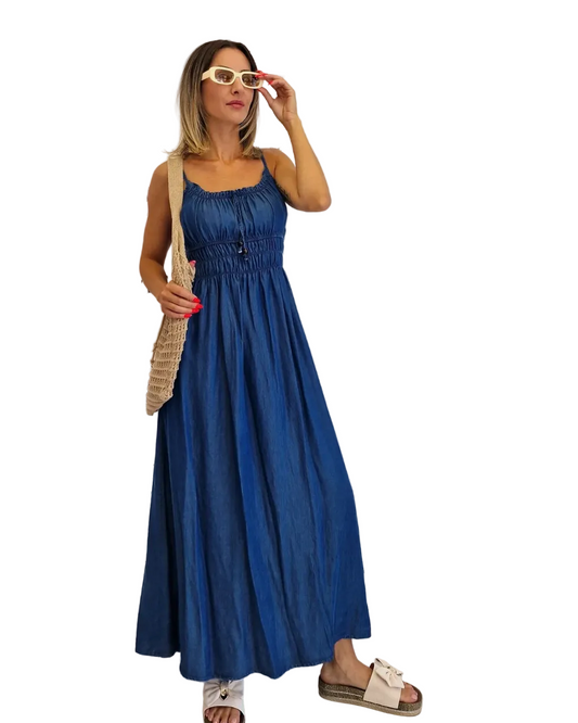 VESTITO LUNGO IN DENIM in paleTTe. abbigliamento