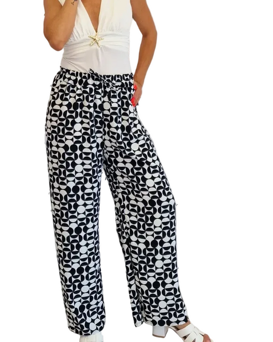 PANTALONE FANTASIA BLACK & WHITE in paleTTe. abbigliamento