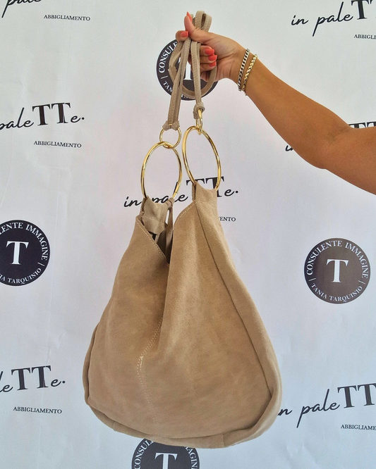 BORSA "CLIO" IN CAMOSCIO BEIGE
