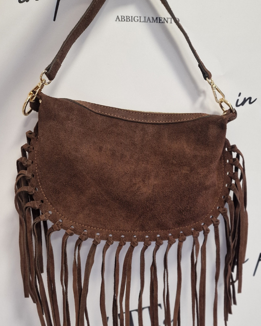 BORSA FRANGE MARRONE in paleTTe. abbigliamento