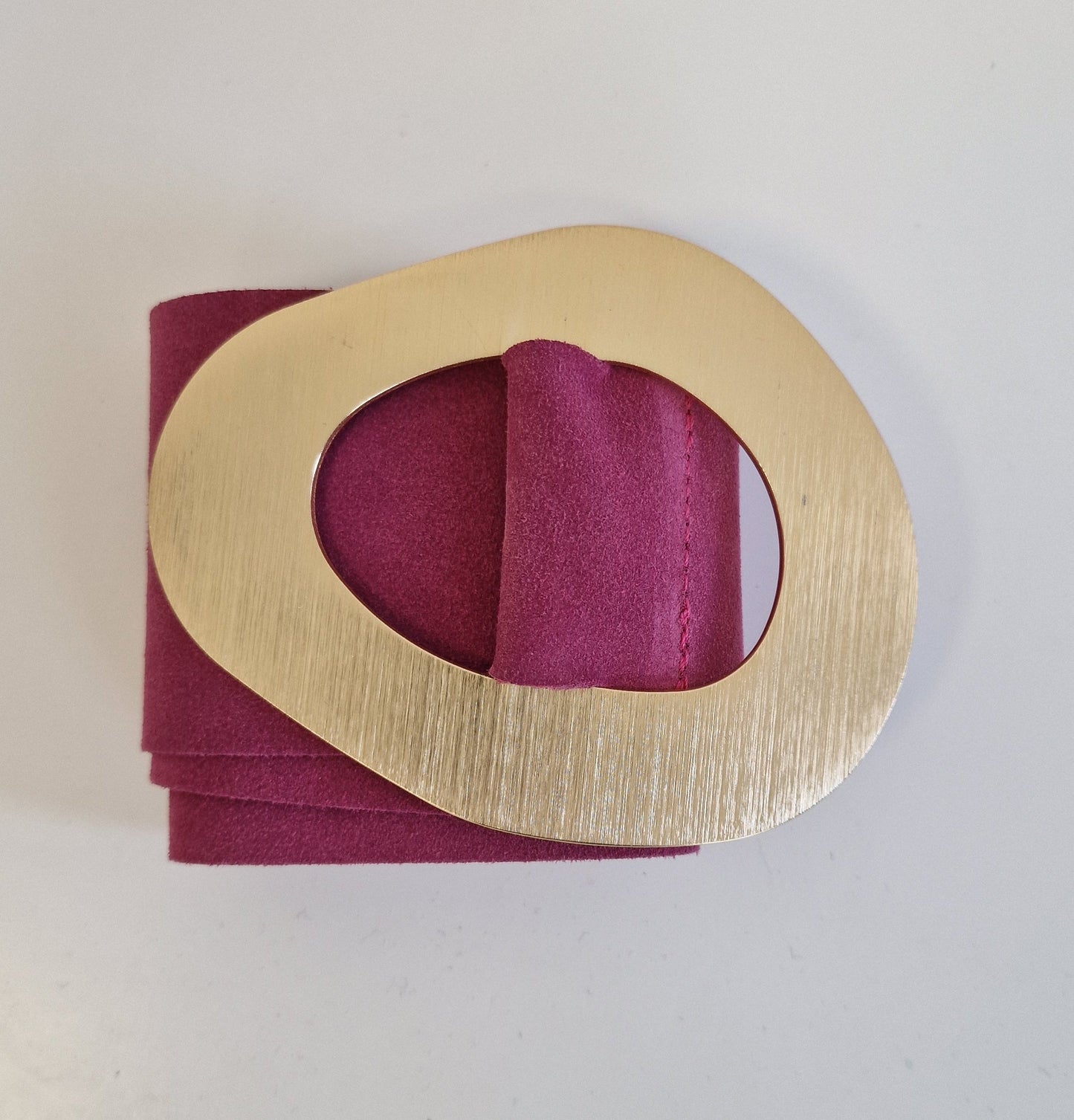 CINTURA ALTA IN SUEDE - con Fibbia ovale Oro - orchidea in paleTTe. abbigliamento