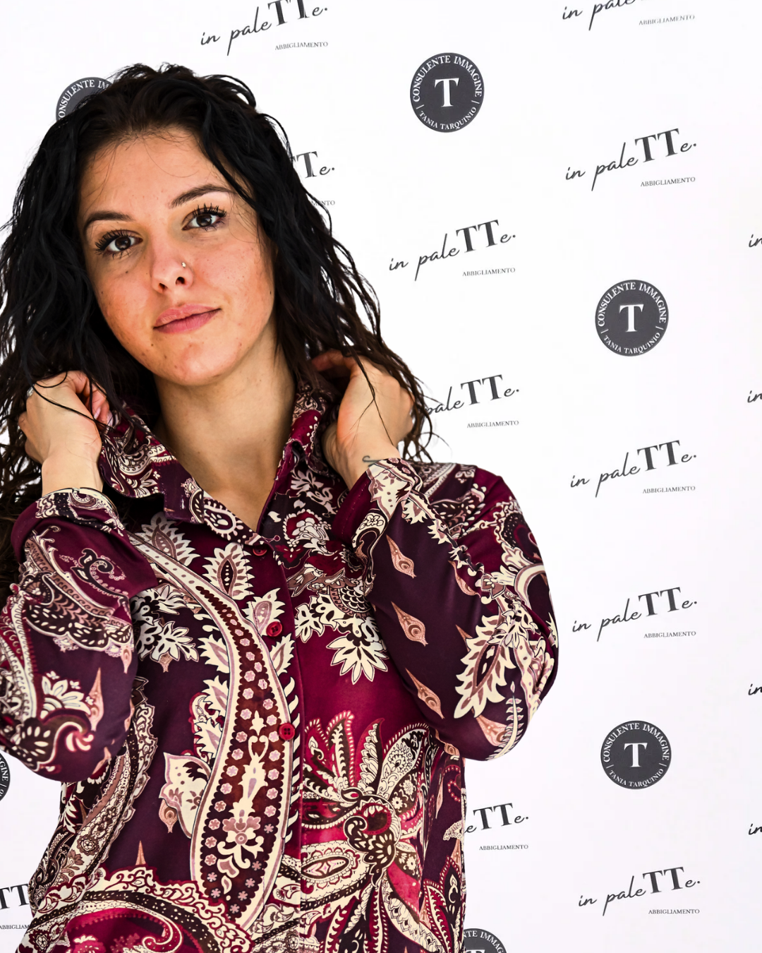 CAMICIA A FANTASIA BORGOGNA in paleTTe. abbigliamento