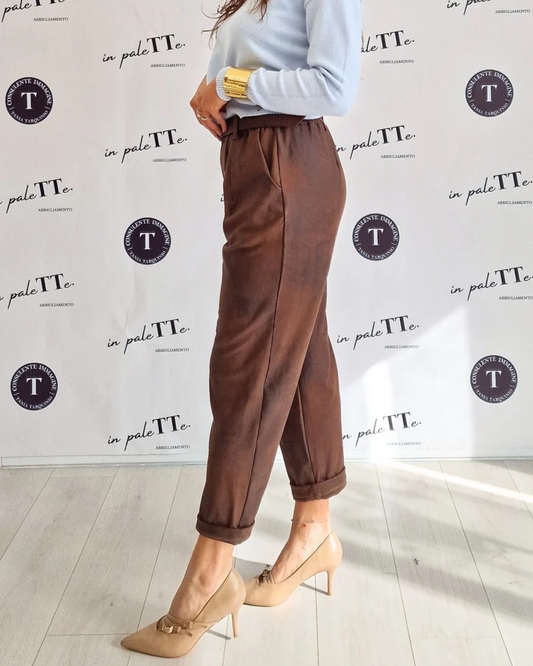 PANTALONE IN ECOPELLE EFFETTO SCAMOSCIATO in paleTTe. abbigliamento