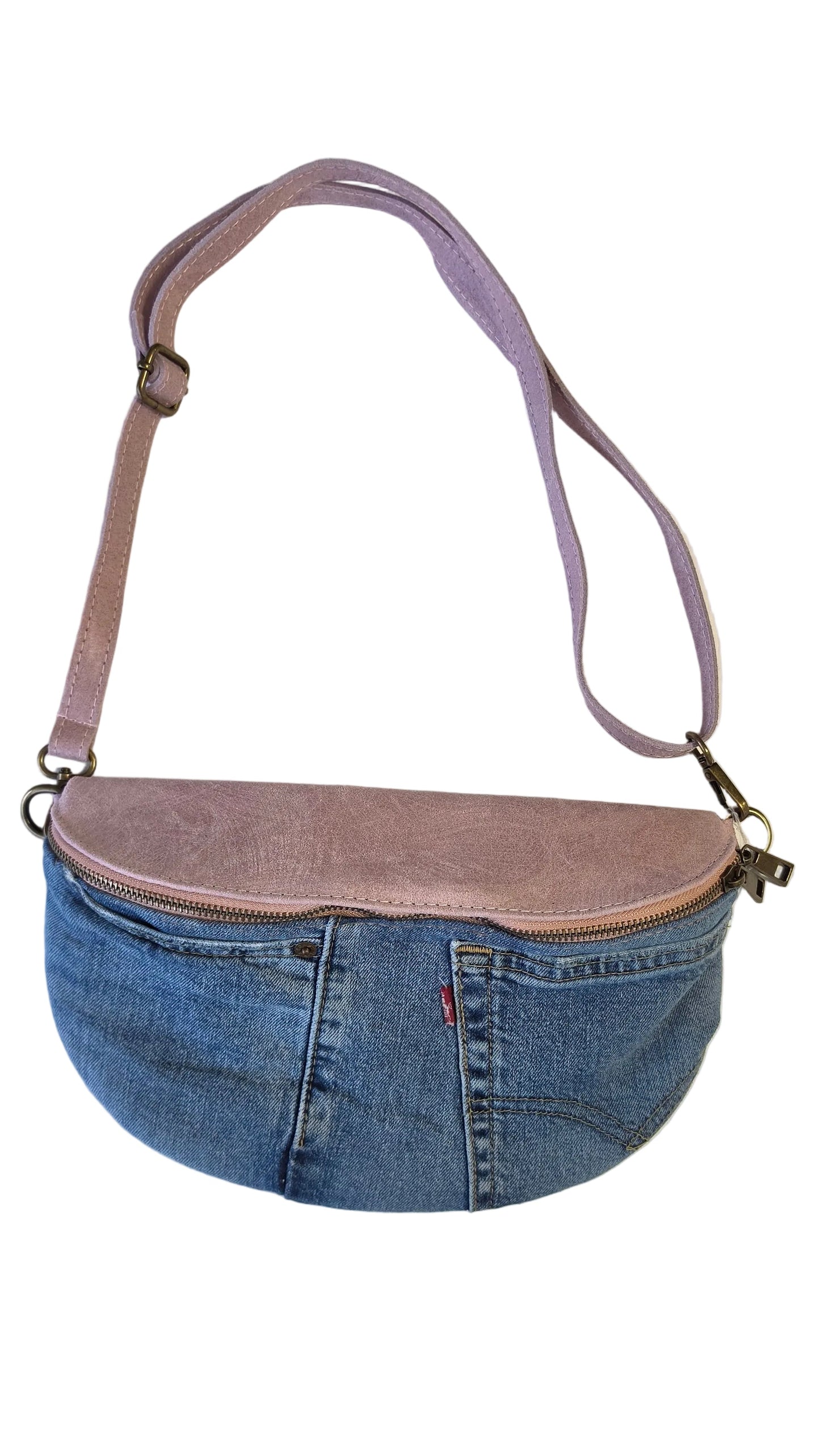 BORSA "Hybrid" DENIM E VERA PELLE ROSA in paleTTe. abbigliamento