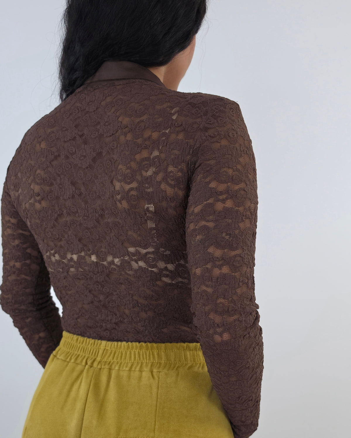 Camicia Body in tulle - marrone in paleTTe. abbigliamento