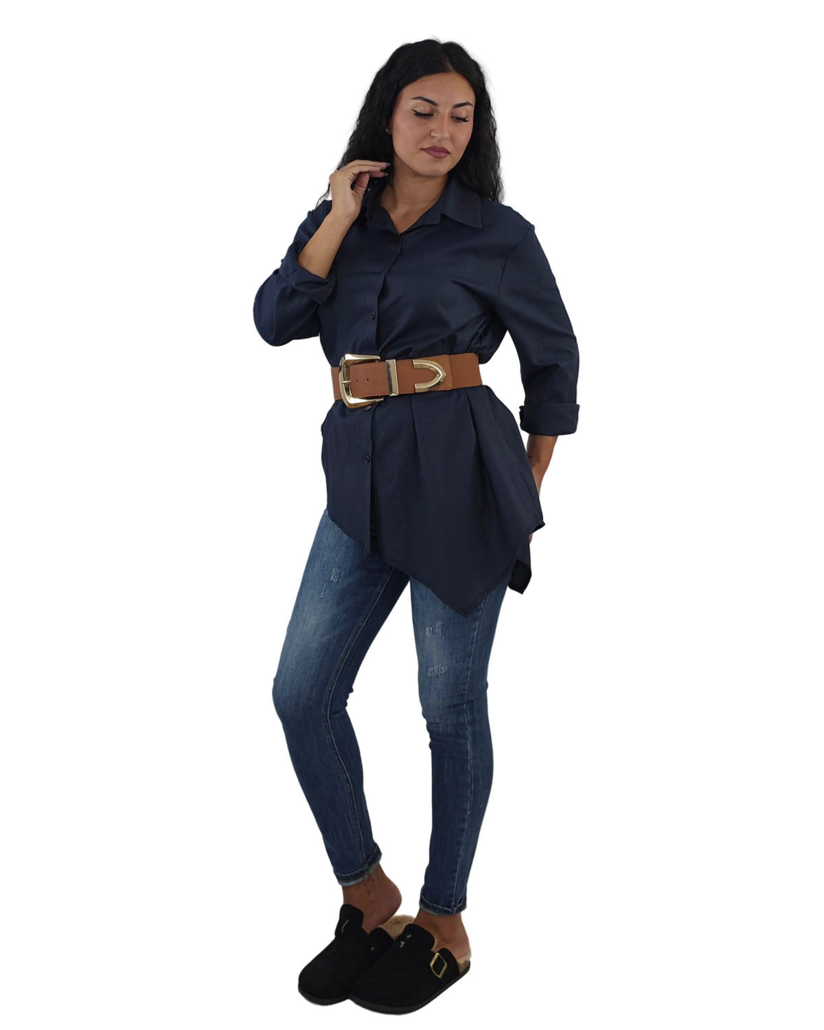 Camicia oversize Asimmetrica Blu in paleTTe. abbigliamento