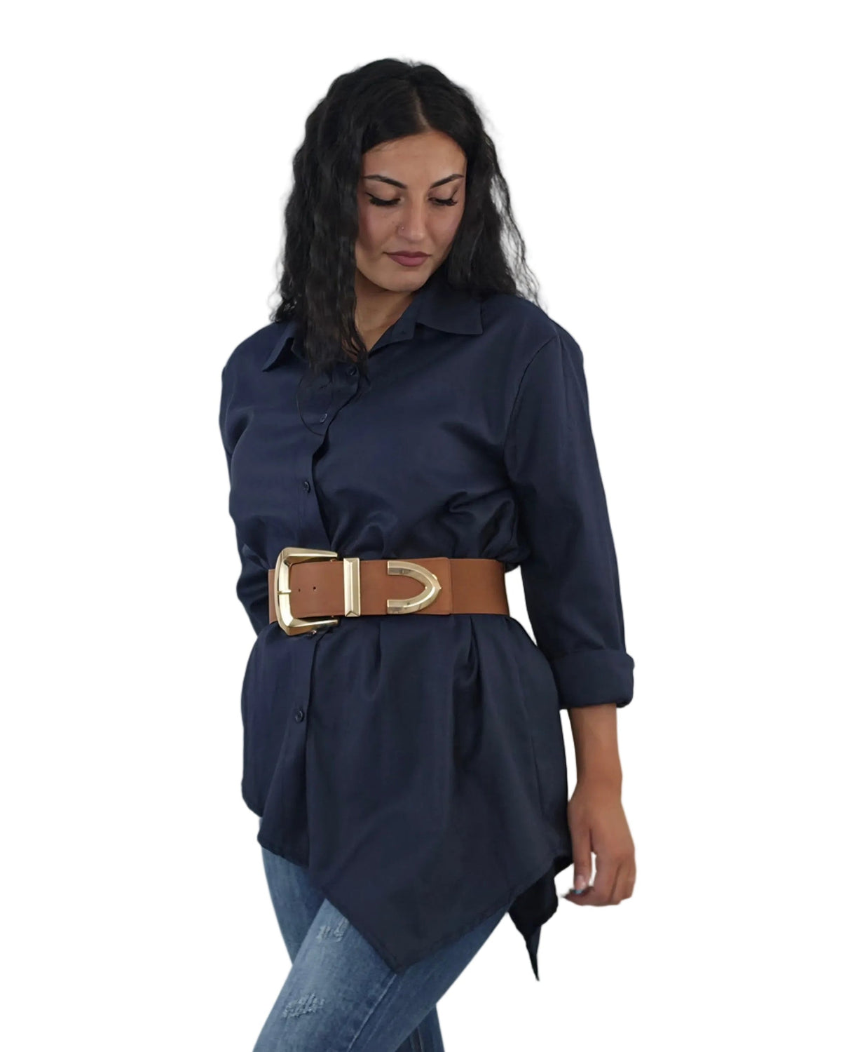 Camicia oversize Asimmetrica Blu in paleTTe. abbigliamento