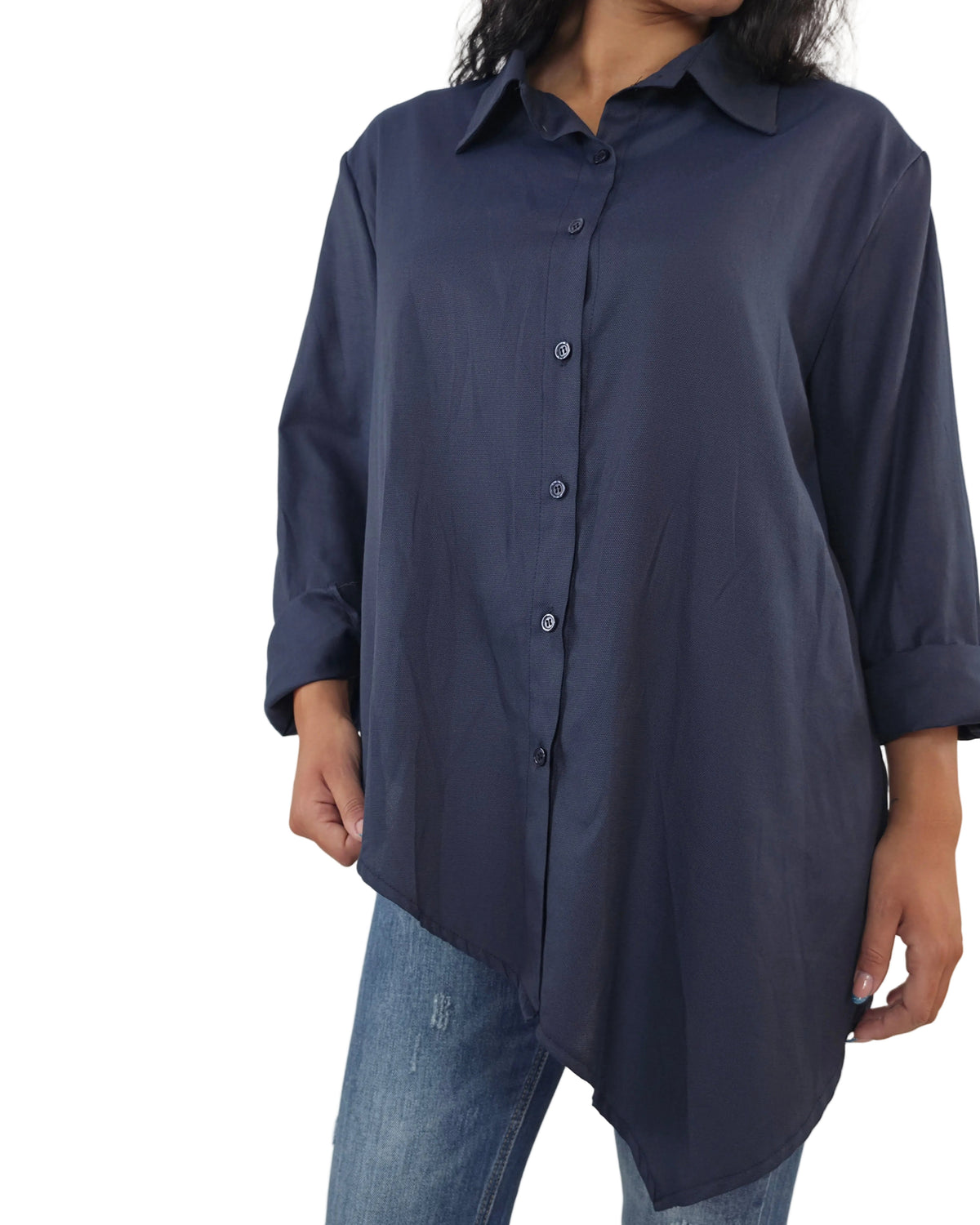 Camicia oversize Asimmetrica Blu in paleTTe. abbigliamento