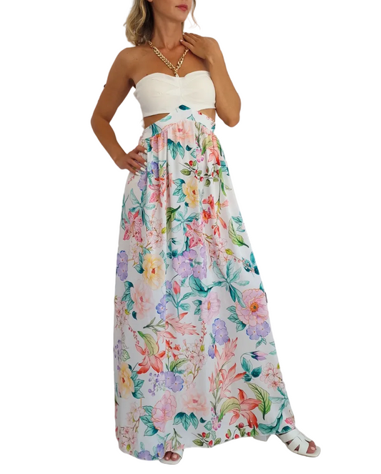 ABITO LUNGO FLOREALE - vari colori in paleTTe. abbigliamento