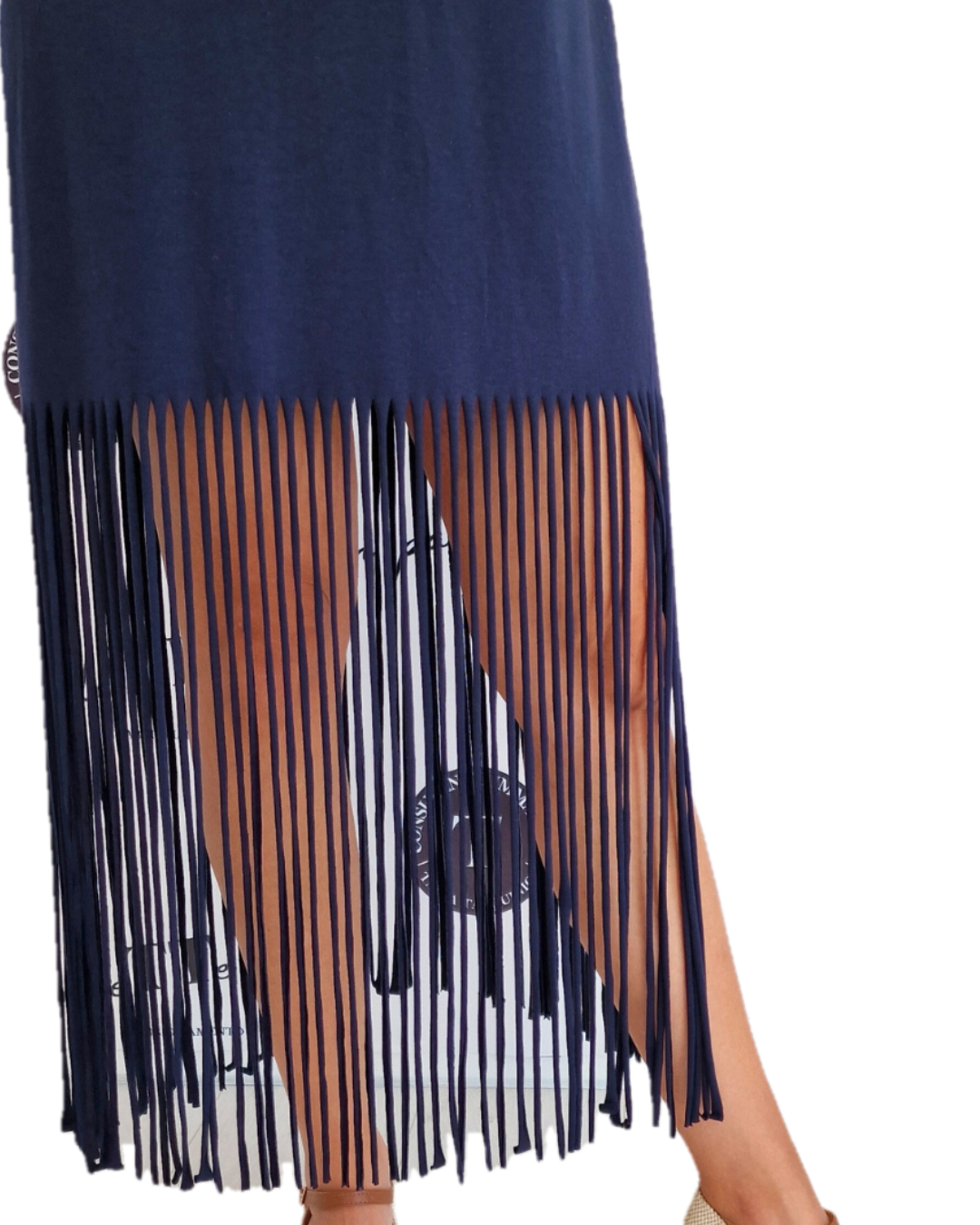VESTITO FRANGE & COLLANA - blu in paleTTe. abbigliamento
