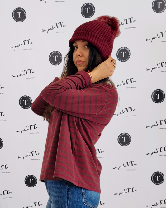 MAGLIA A RIGHE FELPATA - BICOLORE2 in paleTTe. abbigliamento