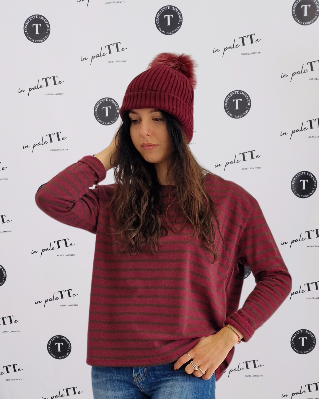 MAGLIA A RIGHE FELPATA - BICOLORE2 in paleTTe. abbigliamento