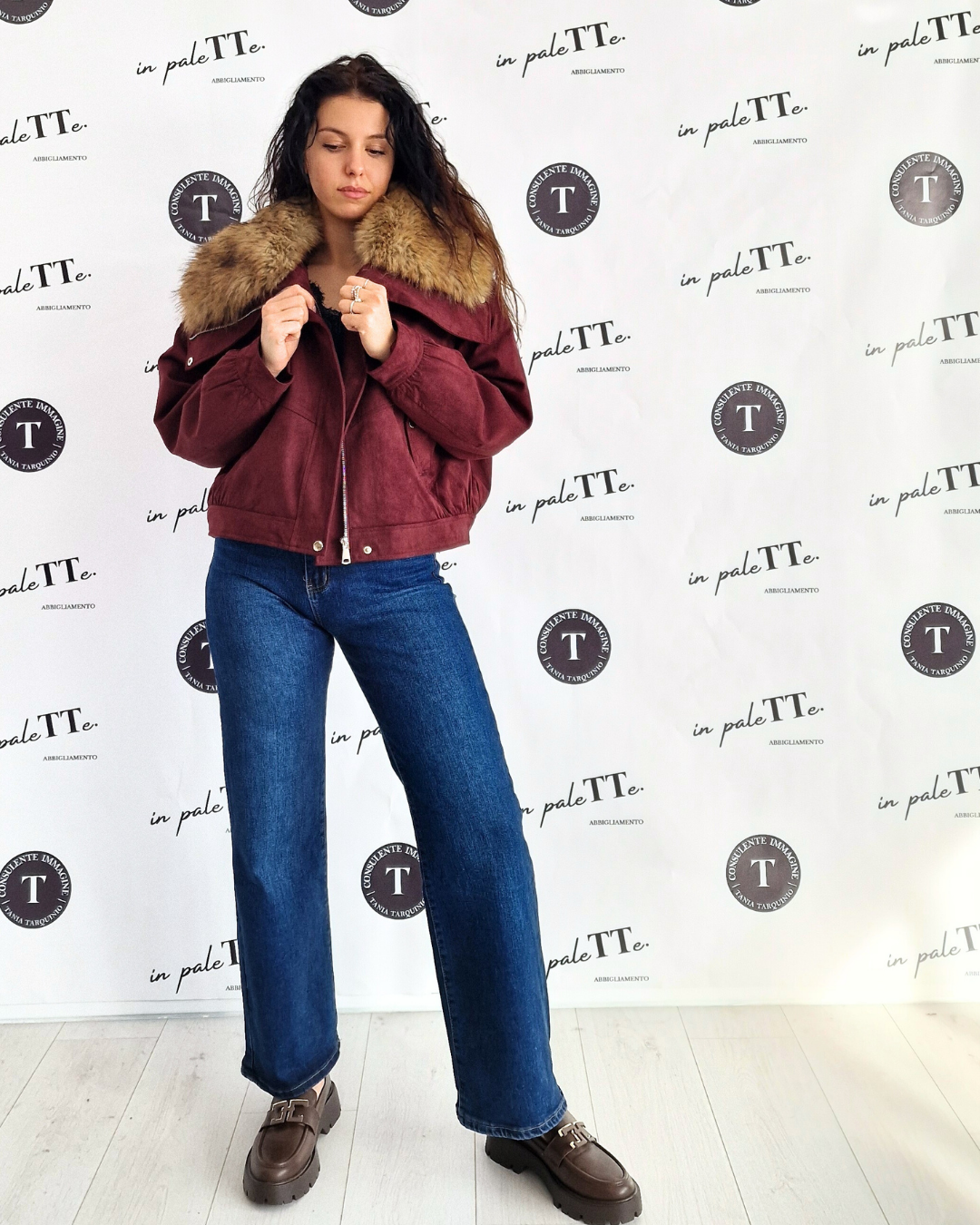 GIUBBOTTO "CLOE" BORDEAUX CON PELLICCIA SINTETICA in paleTTe. abbigliamento