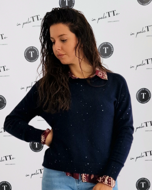 PULL MINI STRASS - BLU in paleTTe. abbigliamento