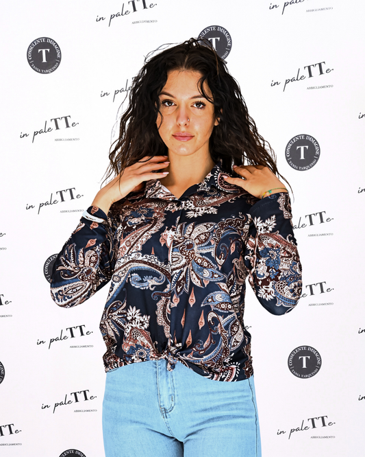 CAMICIA A FANTASIA BLU in paleTTe. abbigliamento