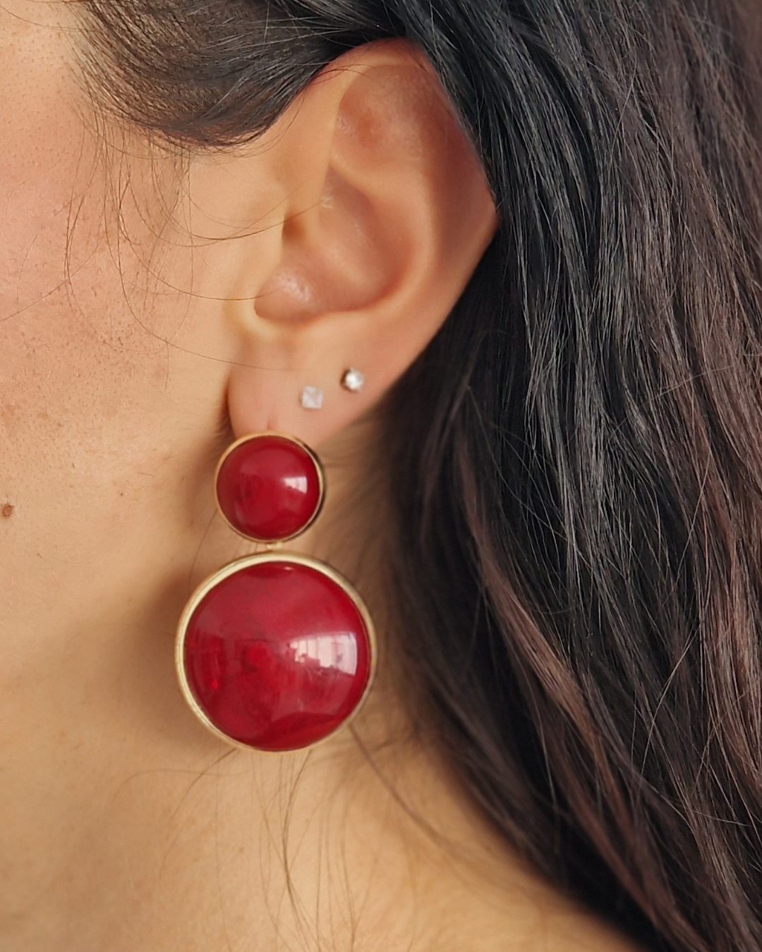 ORECCHINI TONDI -rossi- in paleTTe. abbigliamento