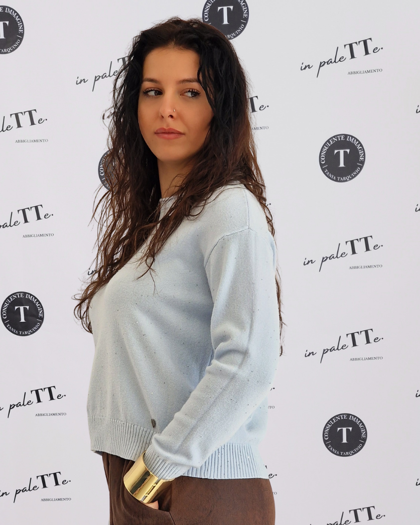 PULL MINI STRASS - AZZURRO in paleTTe. abbigliamento