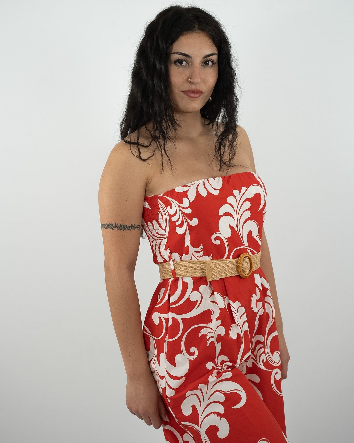 TUTA JUMPSUIT A FASCIA CON STAMPA- vari colori in paleTTe. abbigliamento