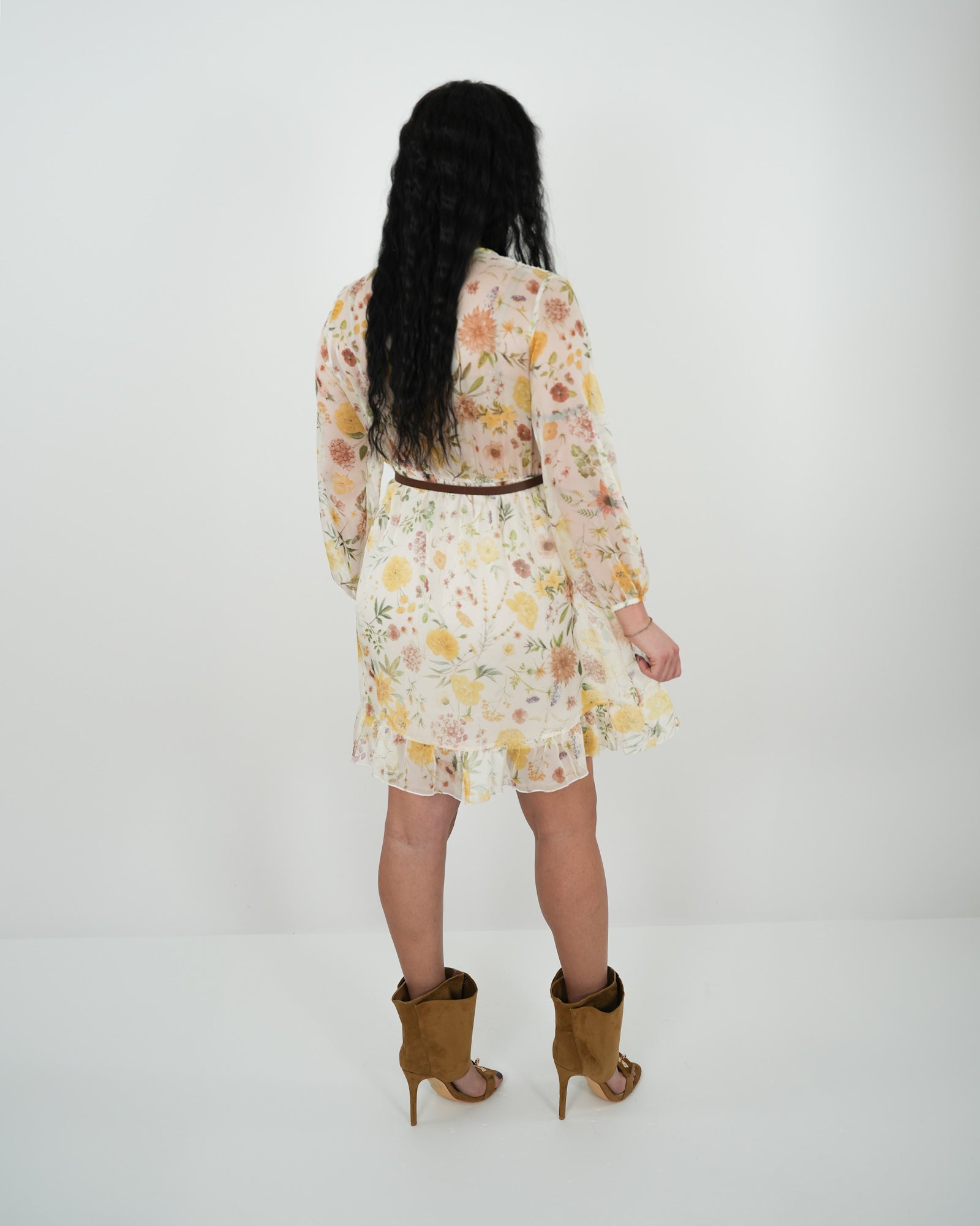 ABITO CORTO FLOREALE "Kelly" GIALLO in paleTTe. abbigliamento