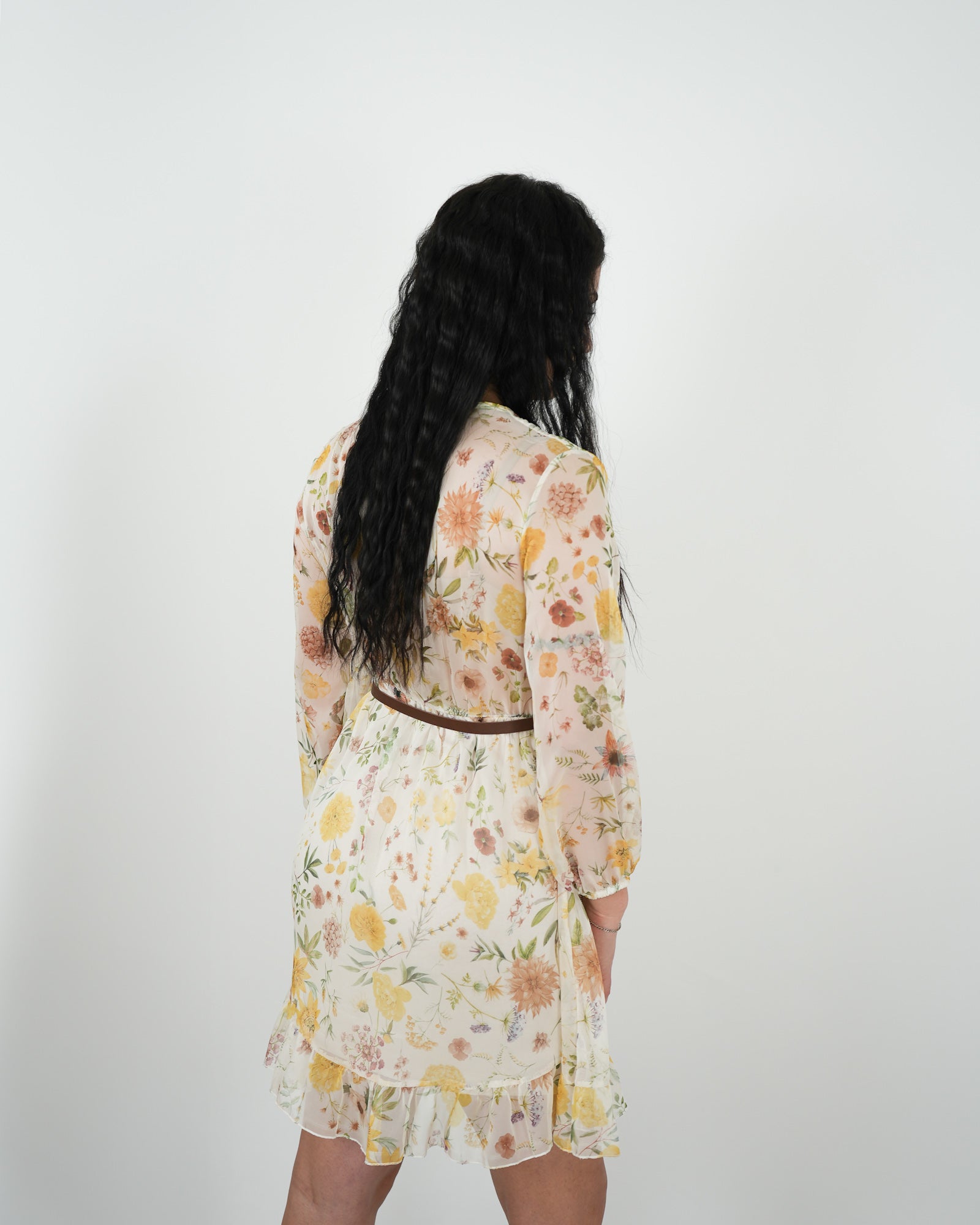 ABITO CORTO FLOREALE "Kelly" GIALLO in paleTTe. abbigliamento