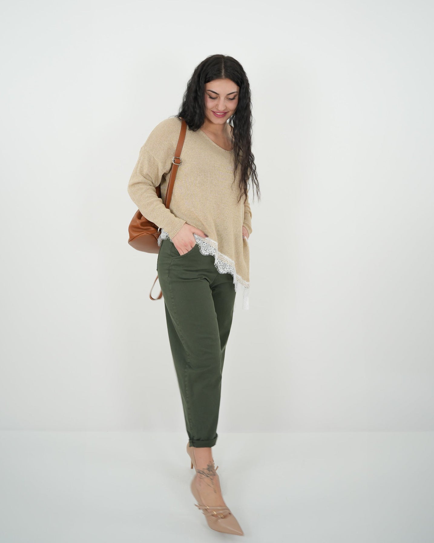 PANTALONE "Olimpia" VERDE in paleTTe. abbigliamento