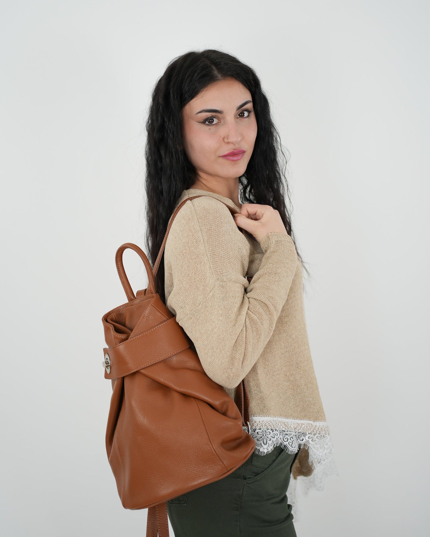 ZAINO "Brigitte" VERA PELLE in paleTTe. abbigliamento